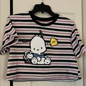 Pochacco Striped Crop Top with Black and Pink Accents